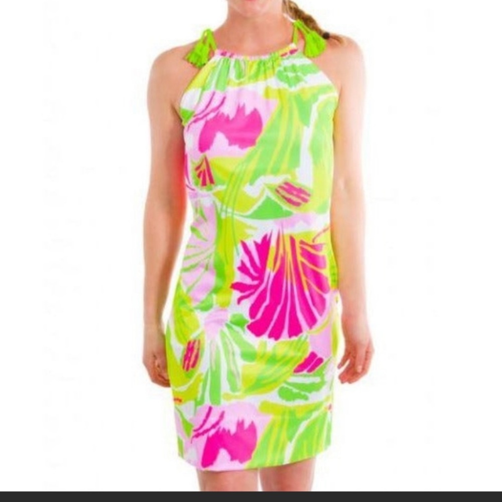 Gretchen Scott Designs Vibrant Floral Mini Dress - Pink and Green